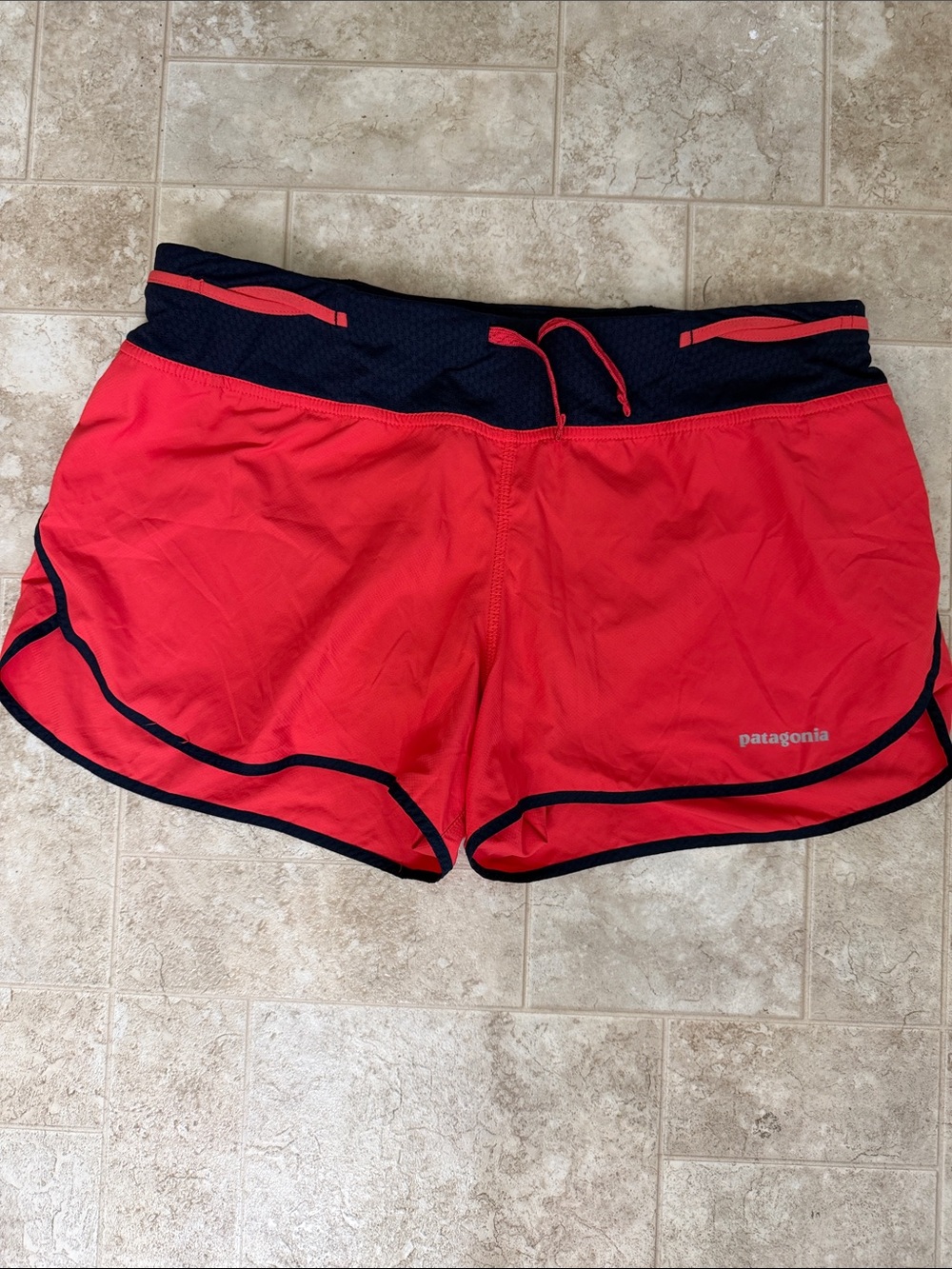 Patagonia Women's Red Athletic Shorts with Black Waistband